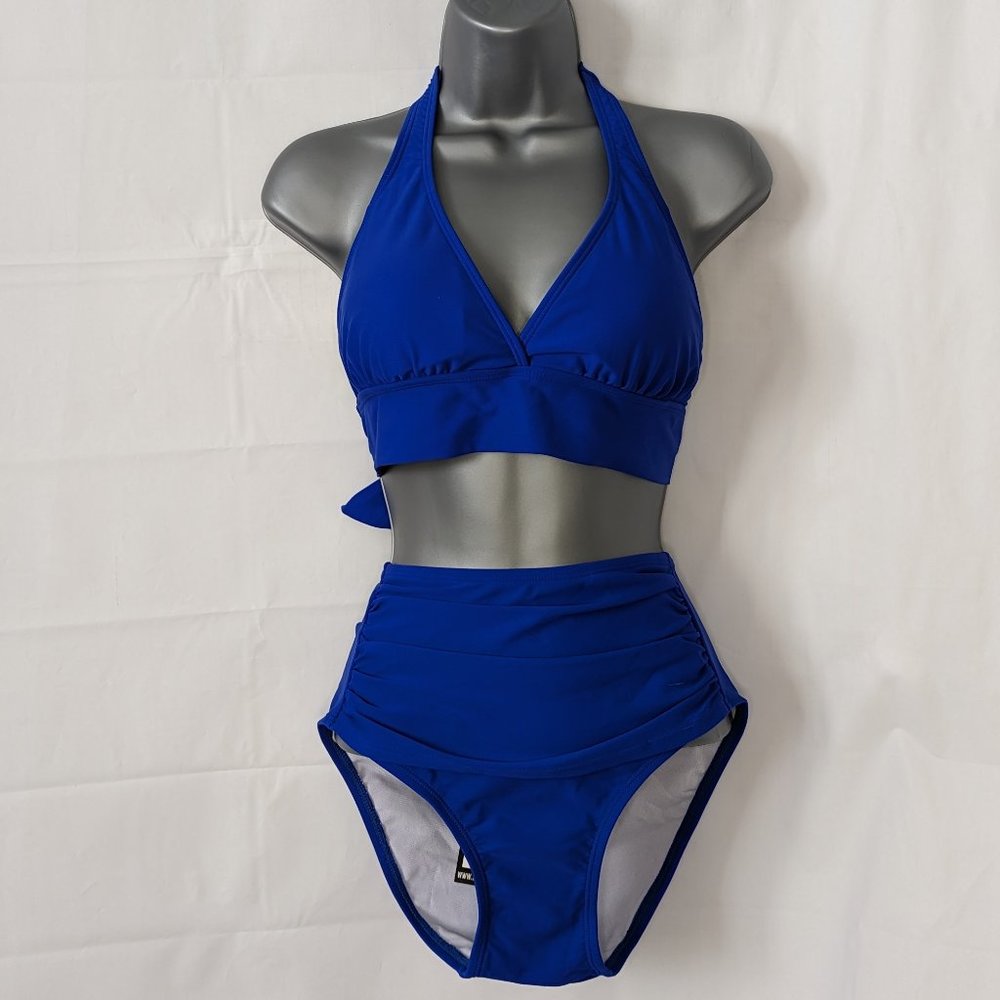 Blue Halter Bikini Set